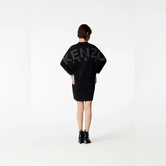 NWT Kenzo Logo V Neck Black Dress Sweatshirt - Picture 3 of 10